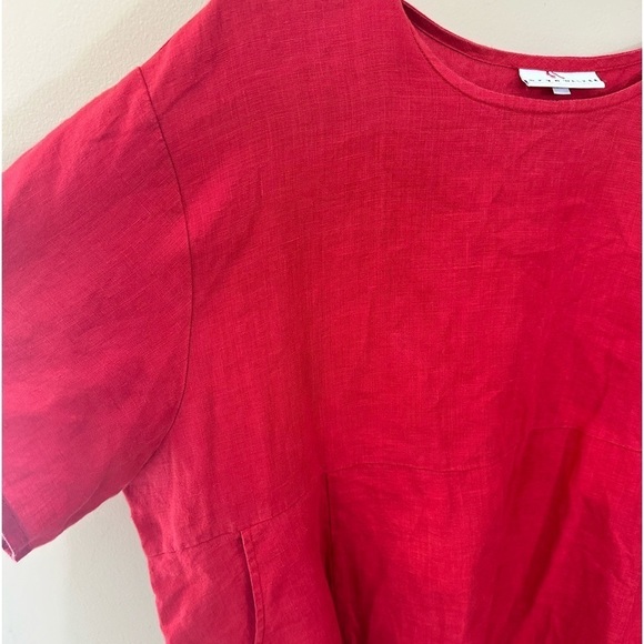 Bryn Walker tunic top red 100% linen lagenlook dress knee length size M - Picture 3 of 15